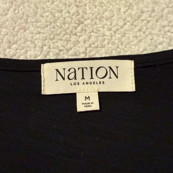 NATION LTD Jet Black Mikaela Top Sweetheart Neckline Shirring 3/4 Sleeves Shirt - Picture 7 of 12